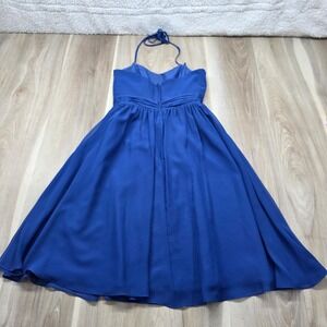 Alfred Angelo Halter Cocktail Dress Mediterranean Blue Chiffon Formal Size 0